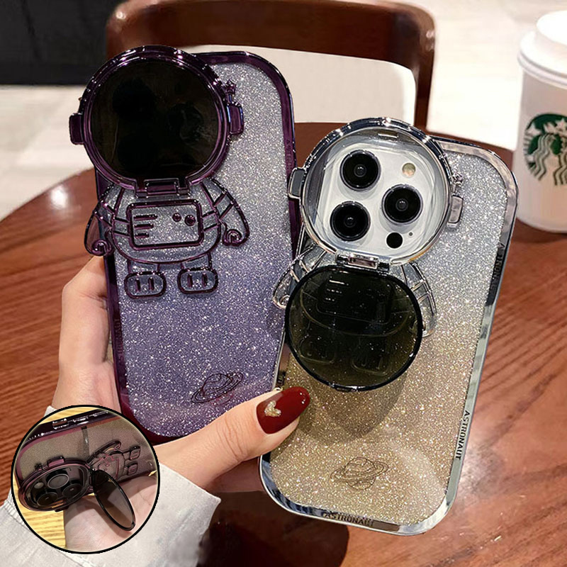 Glitter Astronaut Camera Stand Phone Case - Image 10