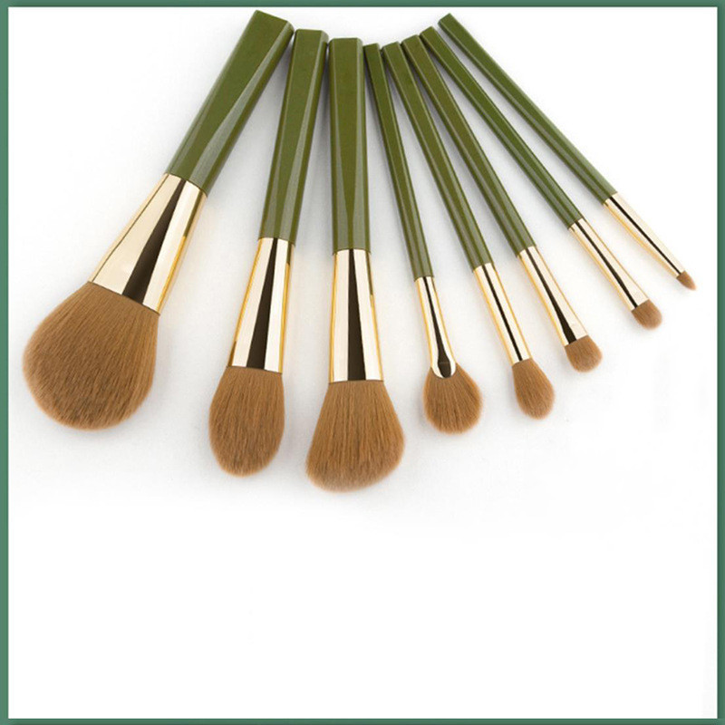 Makeup Brush Set Soft 8 Green Shimmering Brushes - Image 5