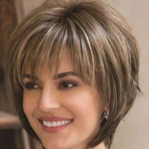 Mixed Blonde Brown Short Wigs