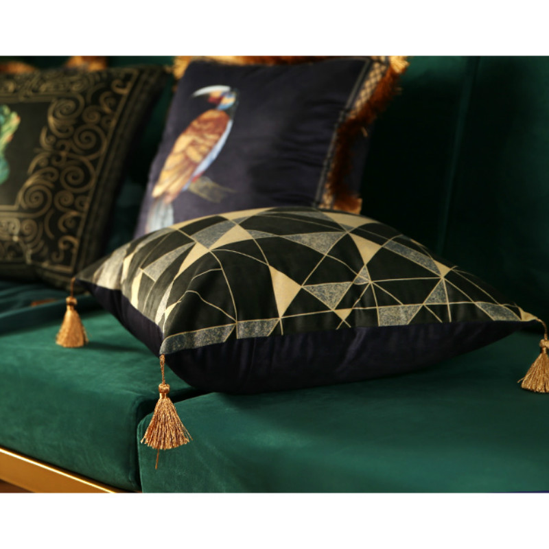 Rainforest Geometric Print Velvet Cushion Cover - Image 3