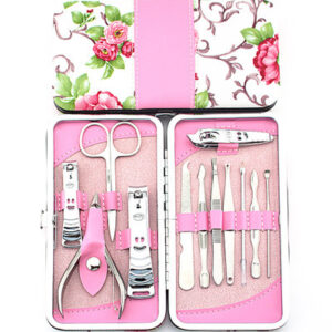 12 Piece Pink Flower Nail Scissors Manicure