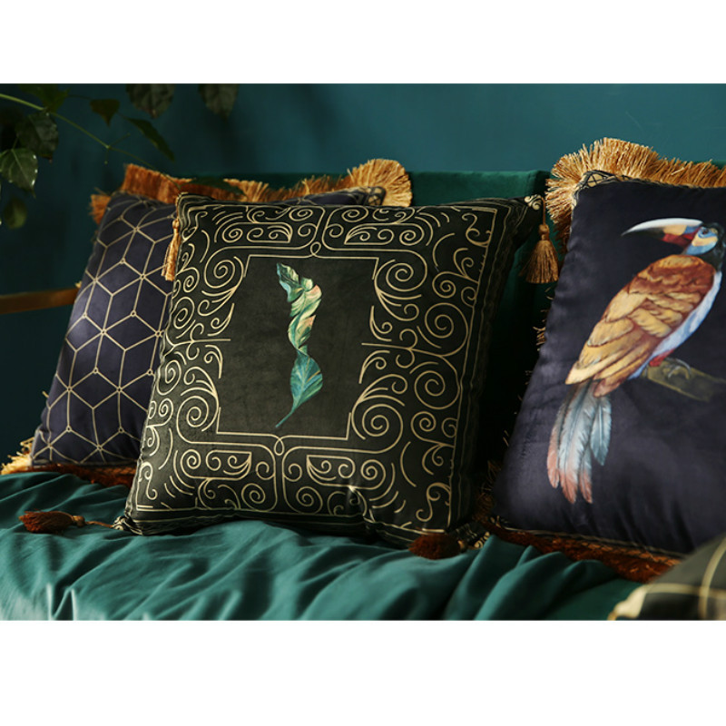 Rainforest Geometric Print Velvet Cushion Cover - Image 6