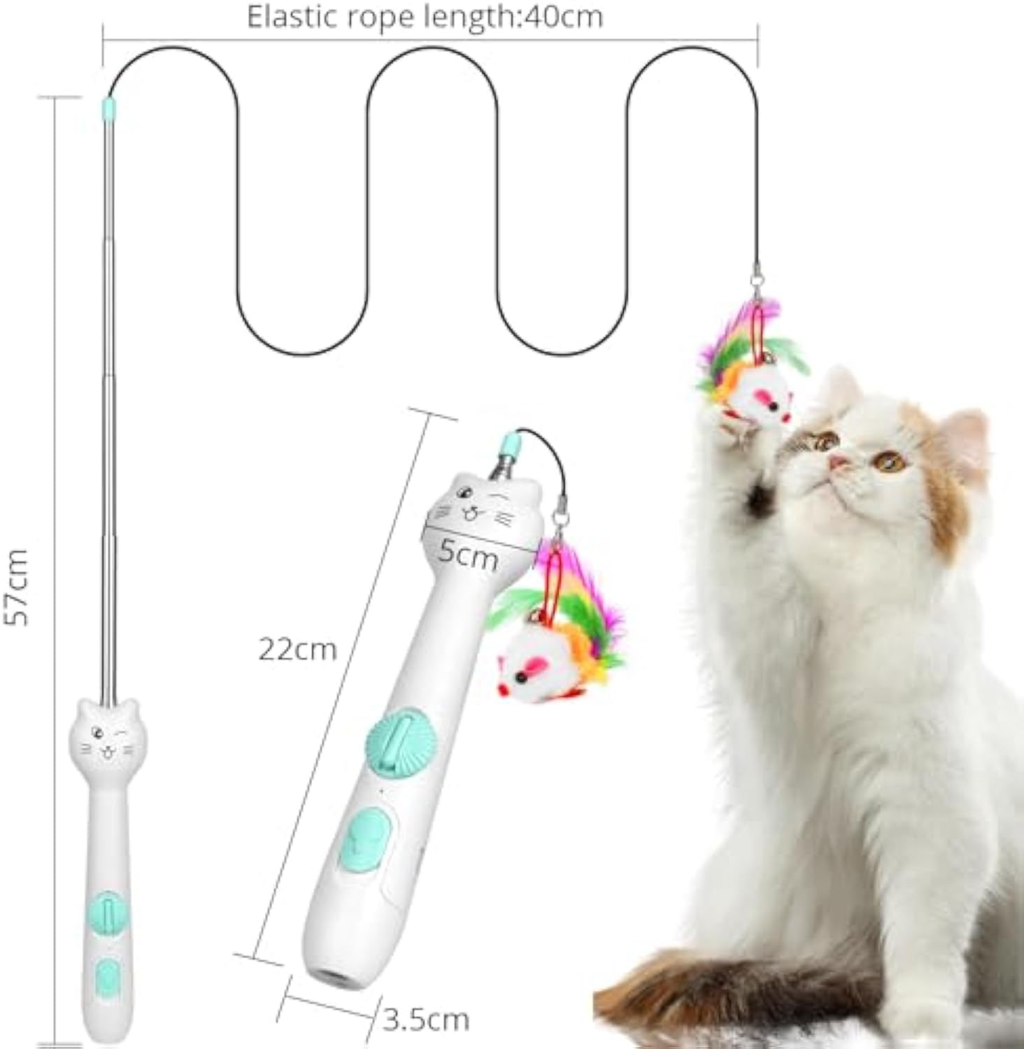 Cat Toy Interactive Rechargeable Laser Pointer Cat Wand With Feather Toy 2-in-1 Cat Toy For Indoor Cat Kitten Pet Laser Toy For Playing - Image 3