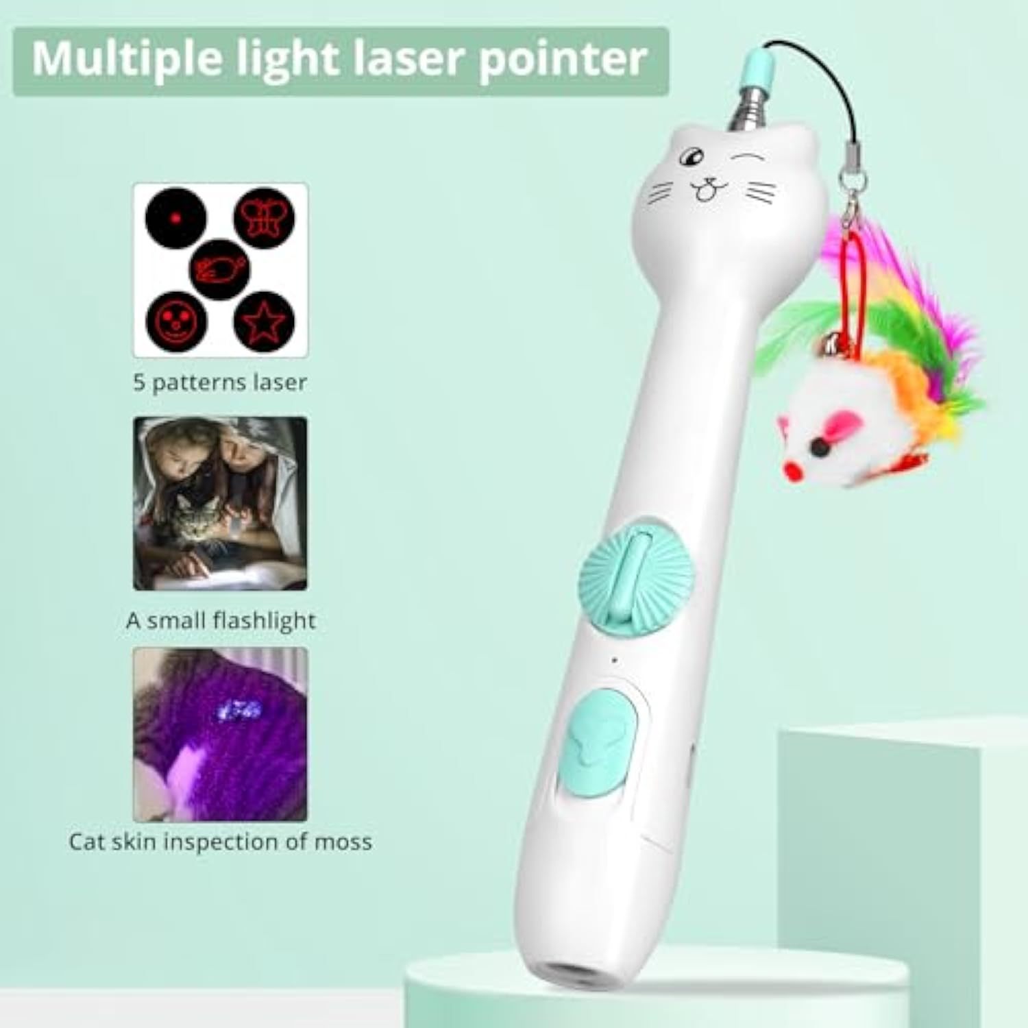 Cat Toy Interactive Rechargeable Laser Pointer Cat Wand With Feather Toy 2-in-1 Cat Toy For Indoor Cat Kitten Pet Laser Toy For Playing - Image 4
